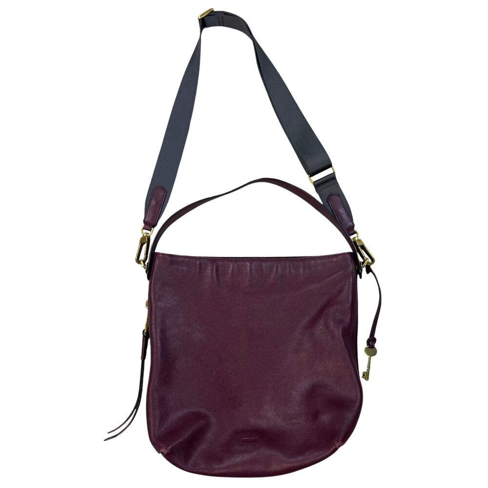 Fossil Amelia Burgundy Leather Convertible Hobo Shoulder Purse Bag - Picture 3 of 14